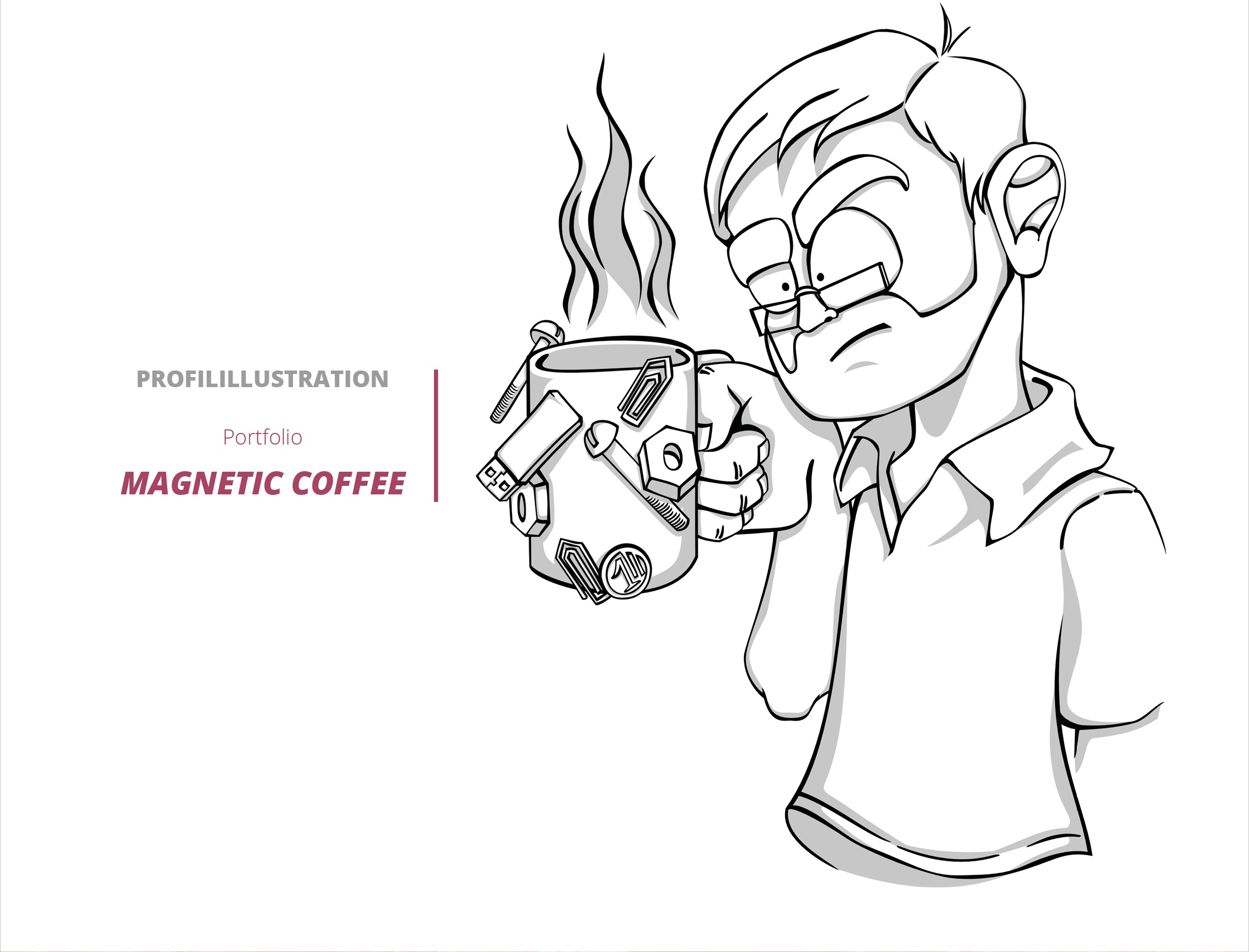 Comic Arbeiten Karikatur Magnetic Coffee