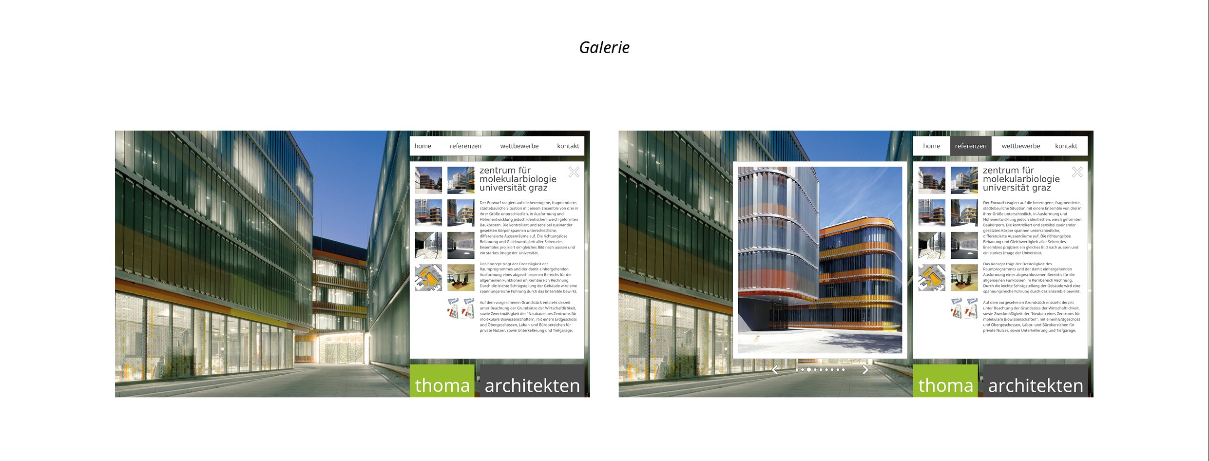 thoma architekten Website Re-Design Galerie