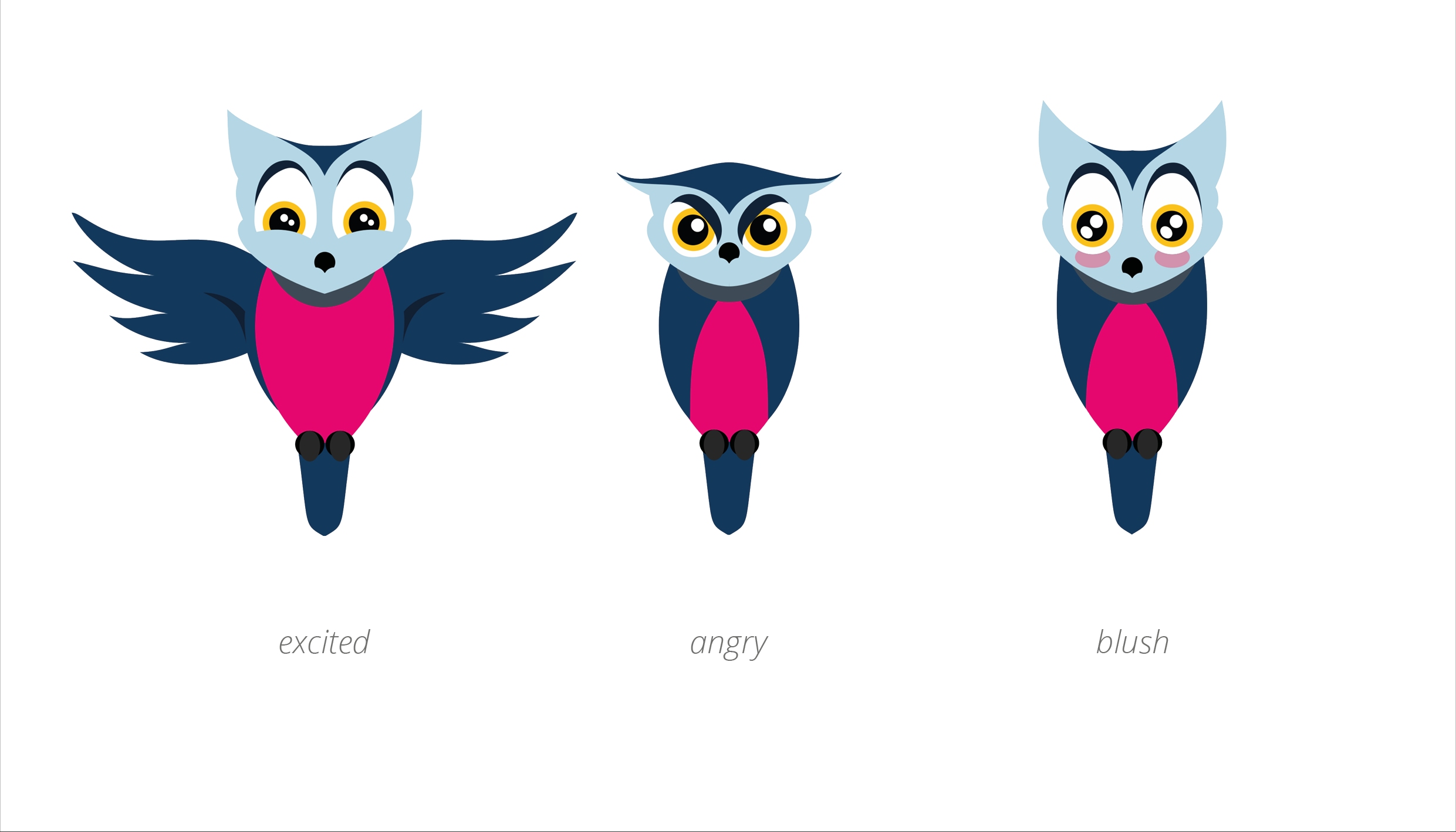Kassandra Charakterdesign Emotionen excited, angry, blush