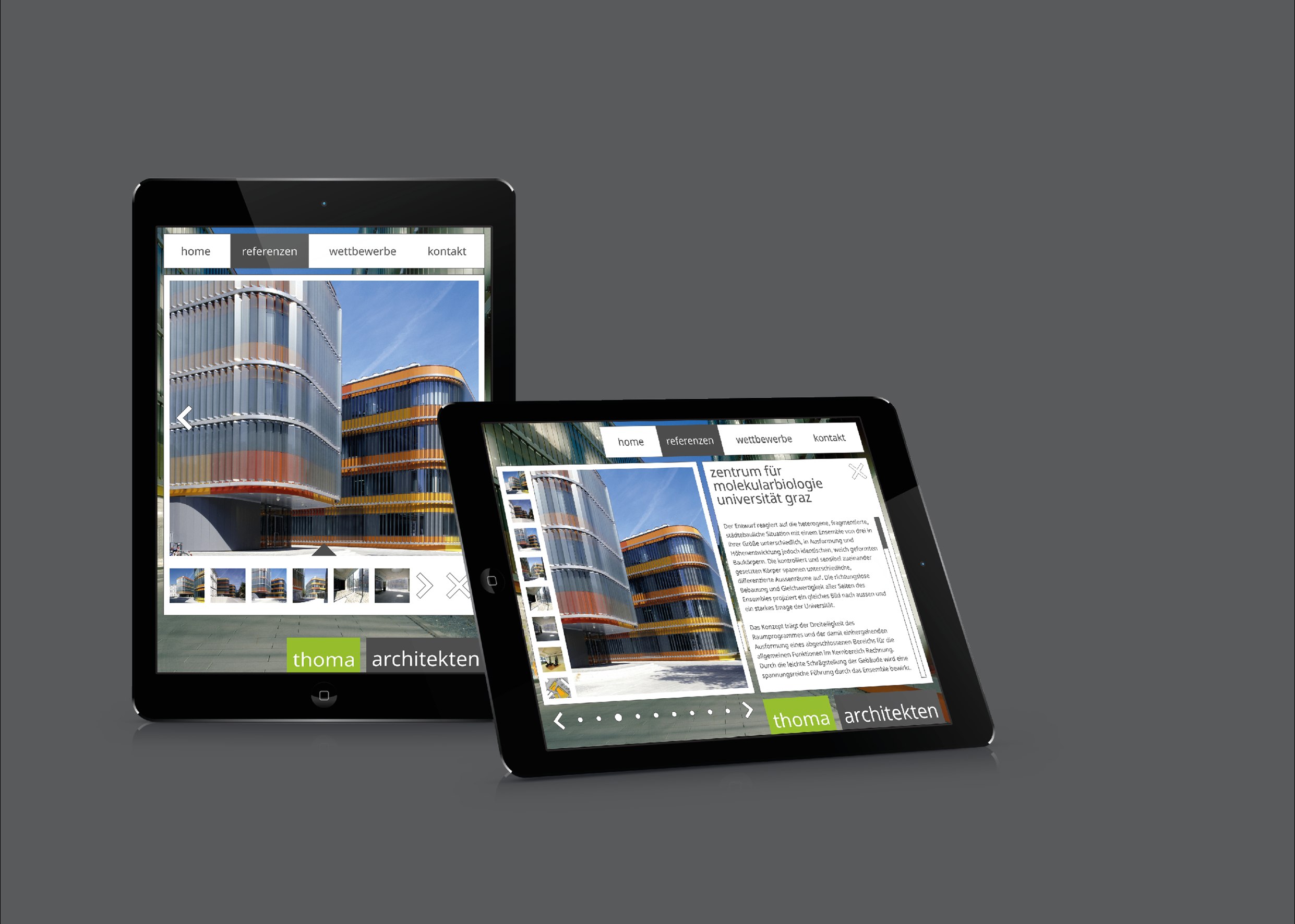 thoma architekten Website Re-Design Tablet Mockup