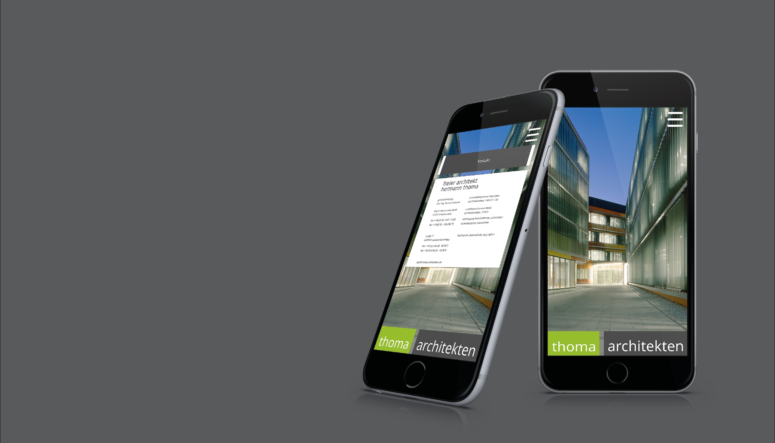 thoma architekten Website Re-Design Smartphone Mockup